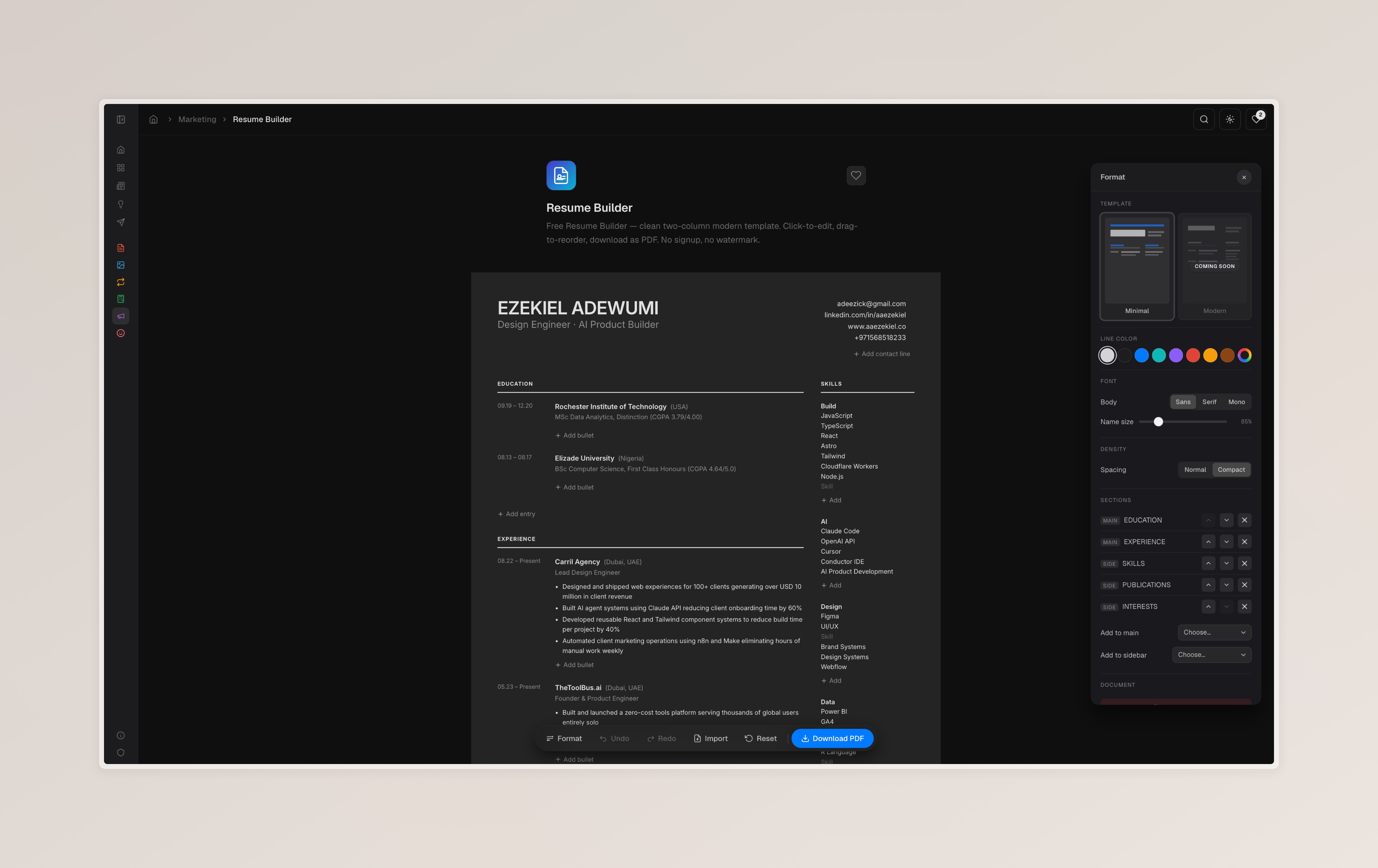 A Resume Builder That Works With Your AI - Free